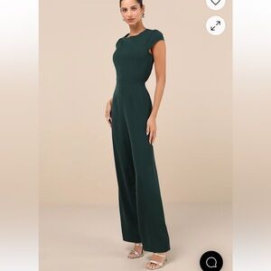 Lulus Illustrious Charm Emerald Cap Sleeve Cutout Jumpsuit